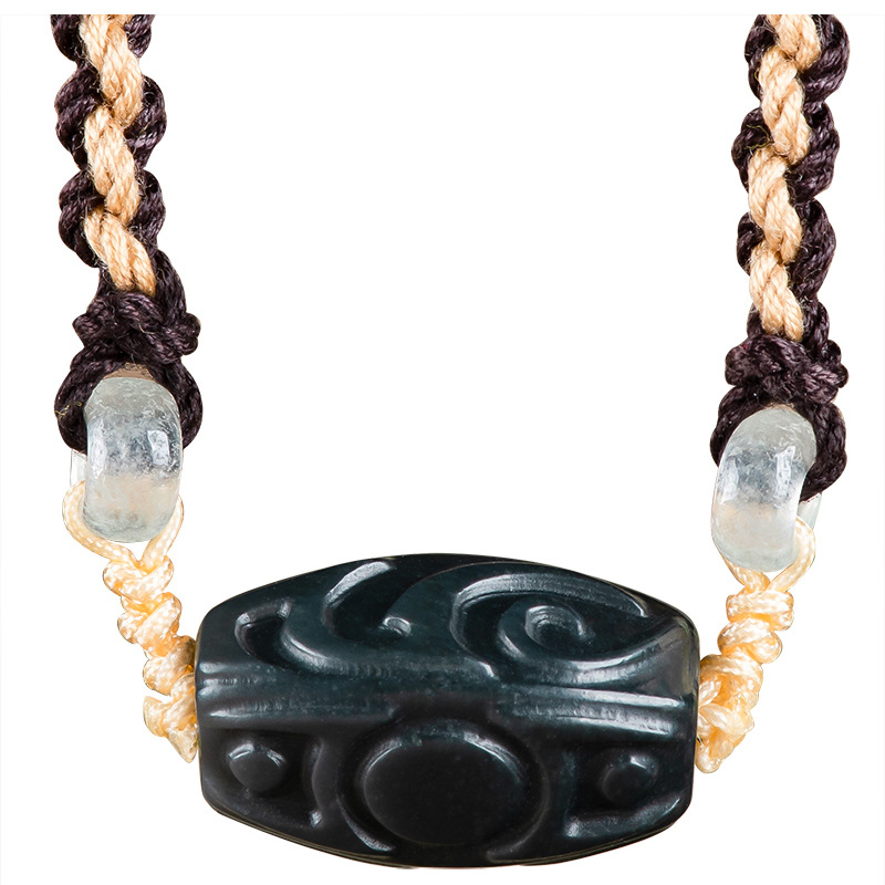 Vintage Fashion Jewelry - Hetian Yeşim Oyma Boncuk Kolye Kolye