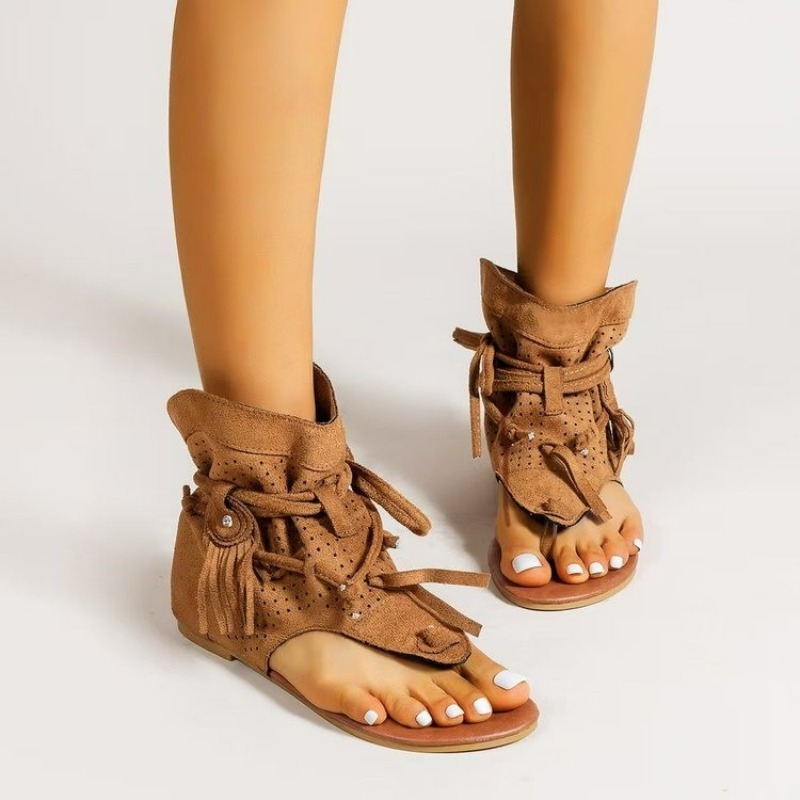 Vintage Fashion Rome - Kadın Sandaletleri 2026 Retro Gladyatör Bayanlar
