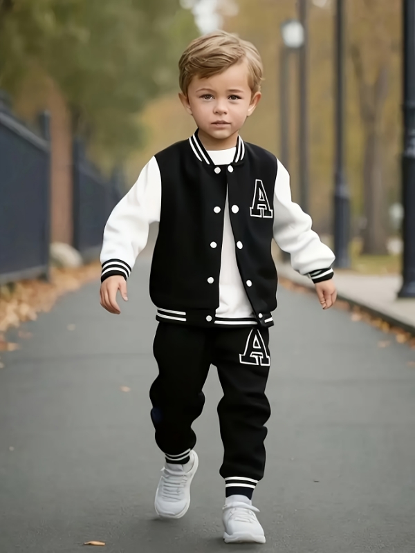 Varsity Jacket Wool - Erkek Çocuk Siyah Beyaz Harfli 'A'