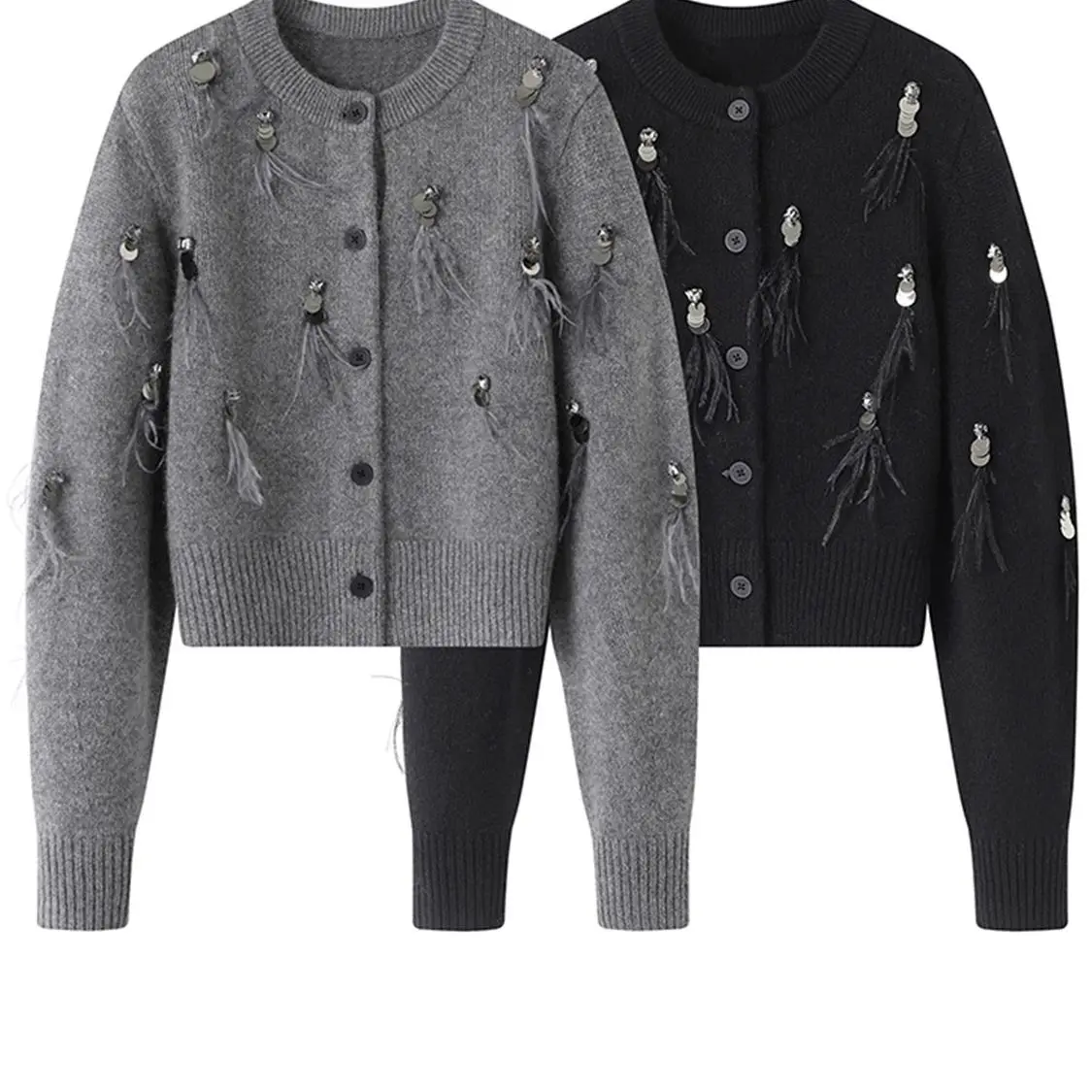Crop Cardigan Vintage - Sonbahar Kış Ceket High-end Örme Kazak