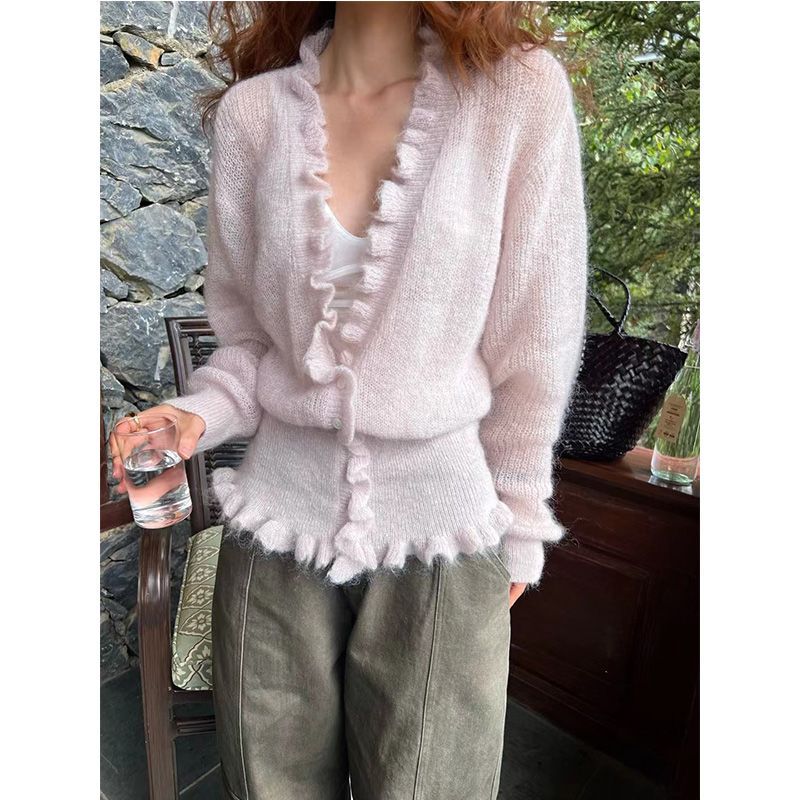 Kore Tarzı V Yaka Fırfırlı Tat - Crop Cardigan Vintage incelemesi ve fiyatı