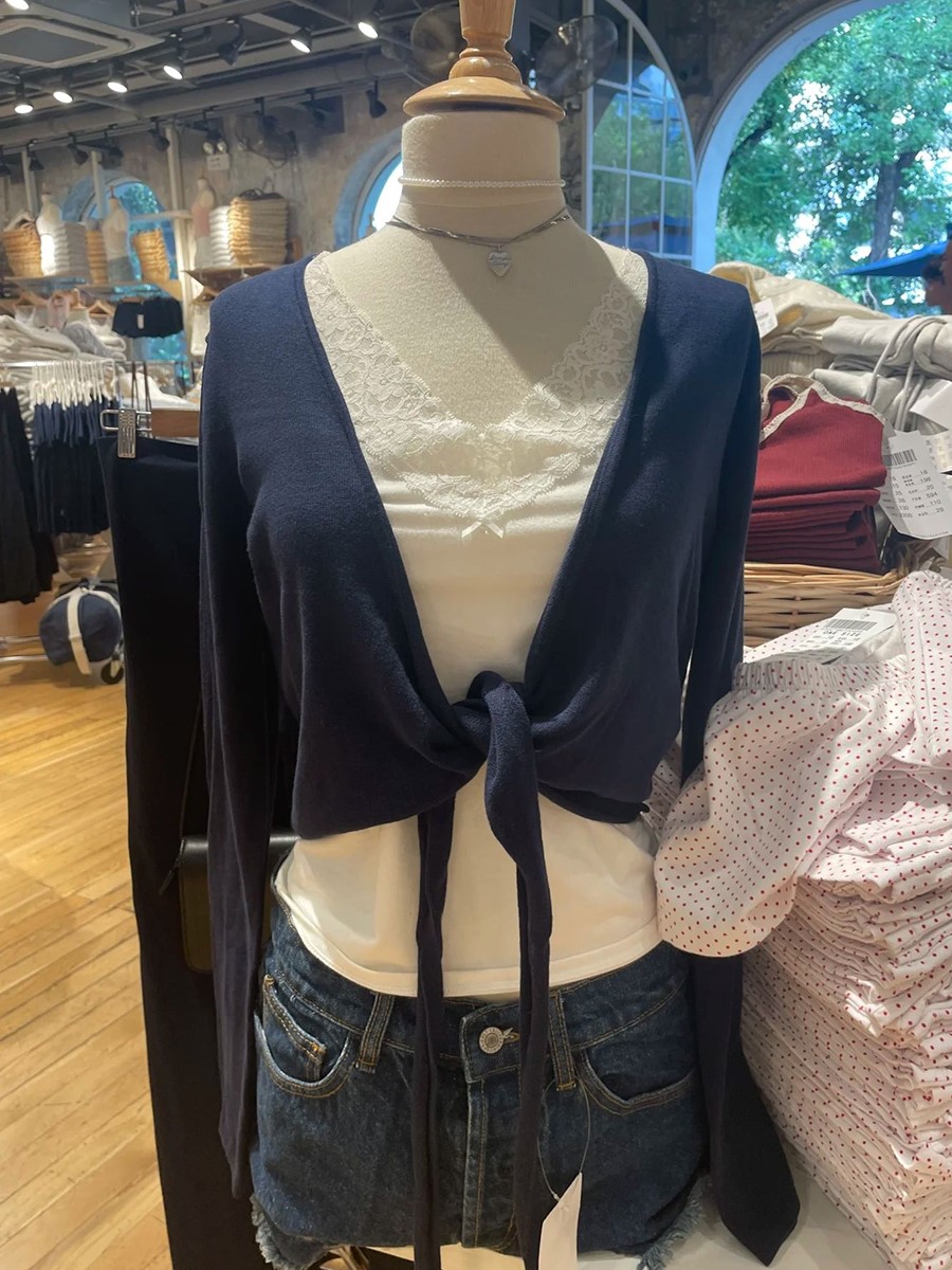 Yeni Donanma Dantel-up Örme Uz - Crop Cardigan Vintage incelemesi ve fiyatı