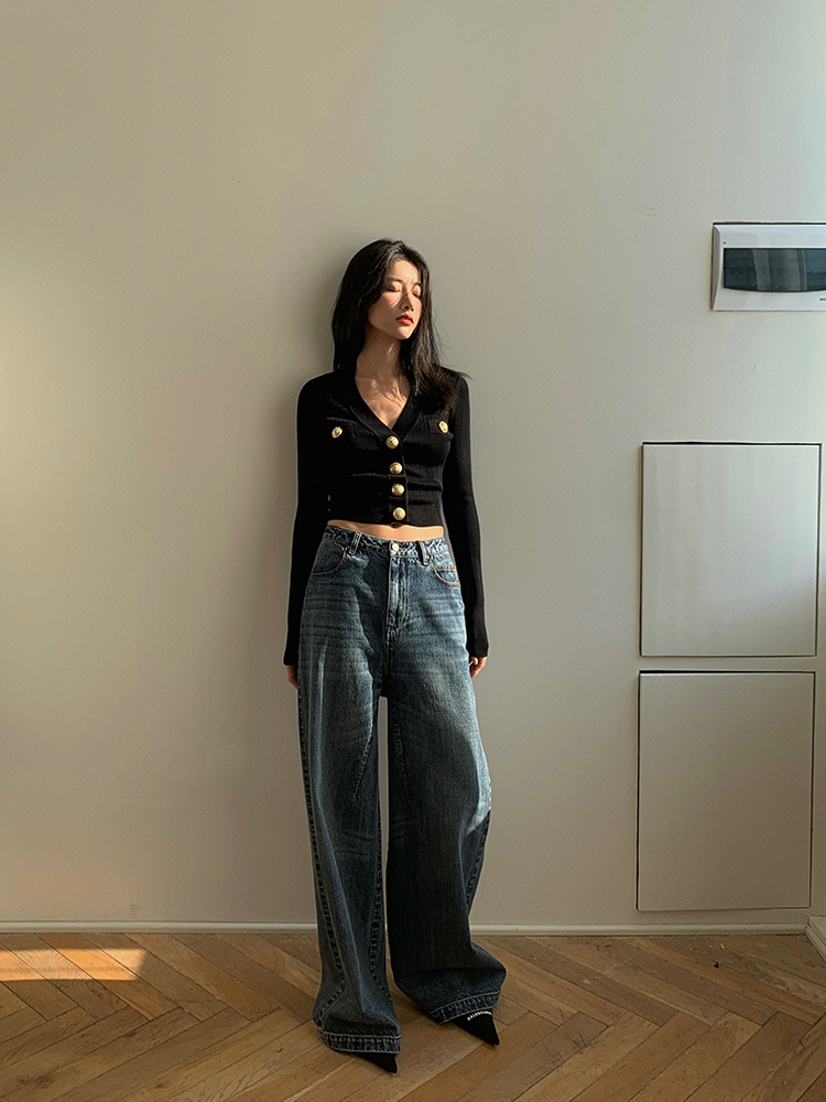 Altın Düğme Ön Örgü Hırka Kadı - Crop Cardigan Vintage incelemesi ve fiyatı