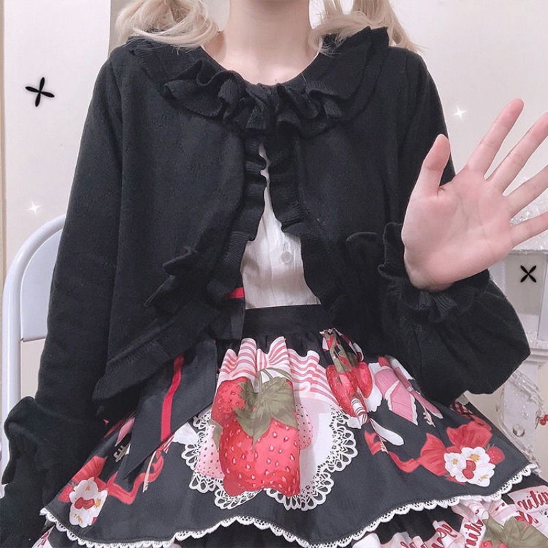 Japon Lolita Kalp Kesimli Örgü - Crop Cardigan Vintage incelemesi ve fiyatı